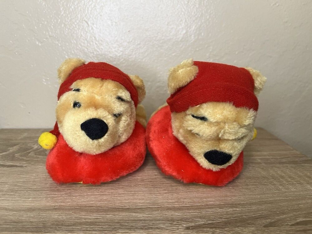 Vintage DISNEY Winnie The Pooh Baby Slippers Size 1-2